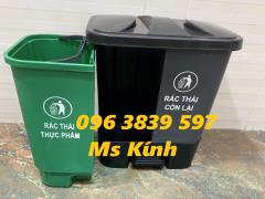 Thùng rác nhựa 2 ngăn 20 lít đạp chân phân loại rác giảm giá sâu - 096 3839 597 Ms Kính