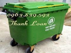 Xe gom rác chung cư 660L màu xanh lá./ 0963.839.593 Ms.Loan