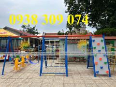 Bộ vận động ngoài trời đa năng kết hợp leo núi và xích đu cho trẻ mầm non