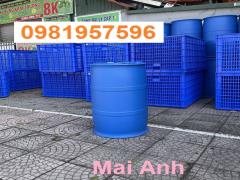 Thùng phuy nhựa cũ, thùng phuy nhựa cũ giá rẻ, thùng phuy nhựa 220l cũ