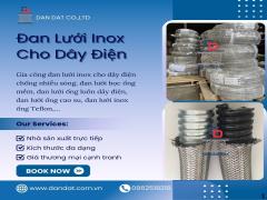 Cáp điện bọc lưới thép,Lưới inox 304 bảo vệ dây điện, Đan lưới inox cho dây điện, khớp nối mềm inox