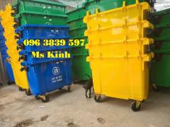 Thùng rác nhựa 660 lít, thùng rác công nghiệp 660 lít 4 bánh xe - 096 3839 597 Ms Kính
