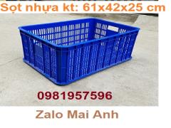 Sóng nhựa hở kích thước 61x42x25 cm, sọt nhựa đựng rau củ quả, sọt đựng hải sản