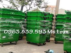 Xe gom rác chung cư 660L màu xanh lá./ 0963.839.593 Ms.Loan